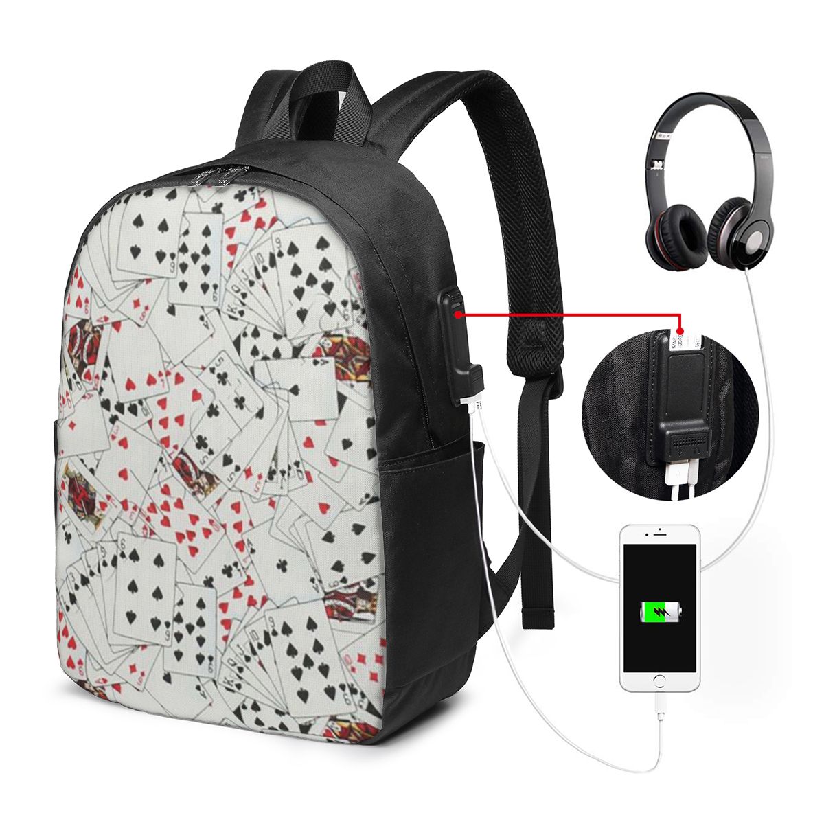 Travel Bags - Zaino con stampa di carte da