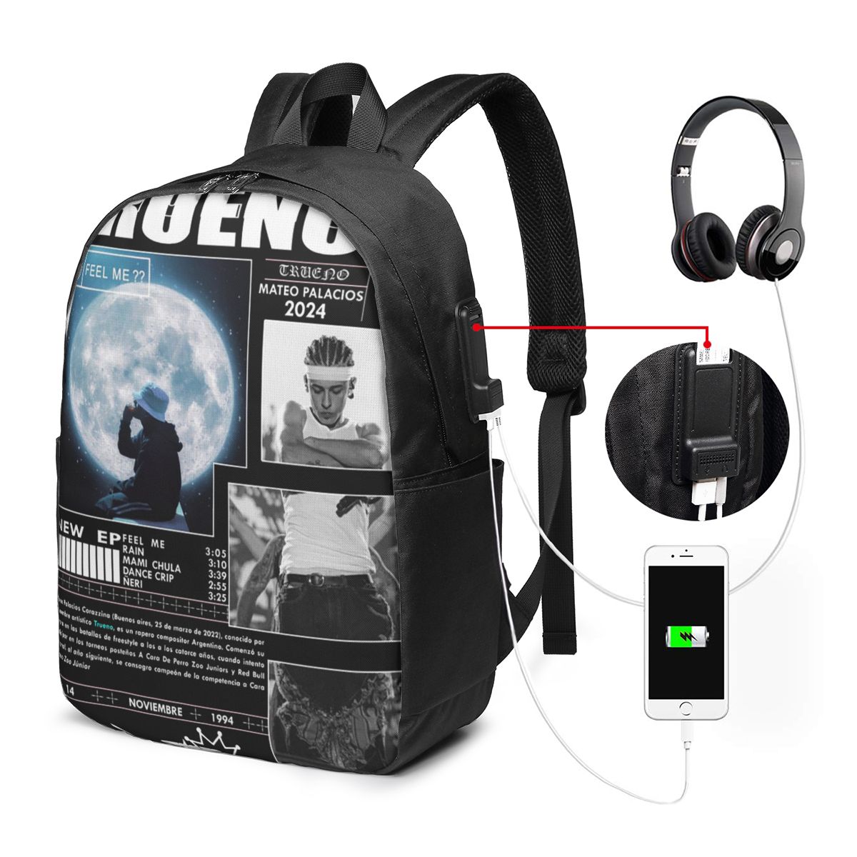 Travel Bags - Divertente Zaino Hip Hop Trueno per